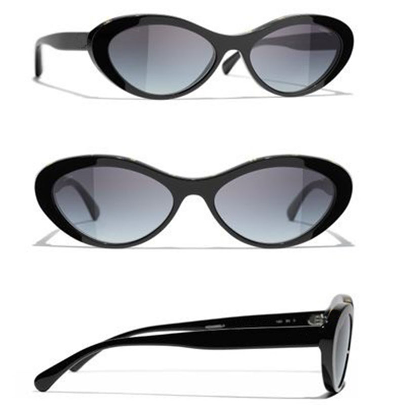 24ss Fashion Week OVAL SUNGLASSES Women Designer Oval Black Small Frame with Colorful Logo Fashion Style Trendy Sunglasses with Box
