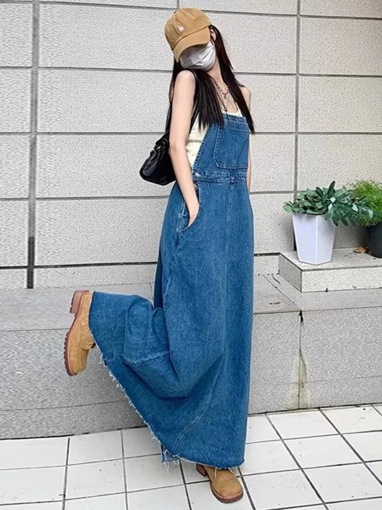 Robe en jean Loose Ski Ski long High Fit Fashion Retro Street Womens Summer Automne Robe Taille 240824