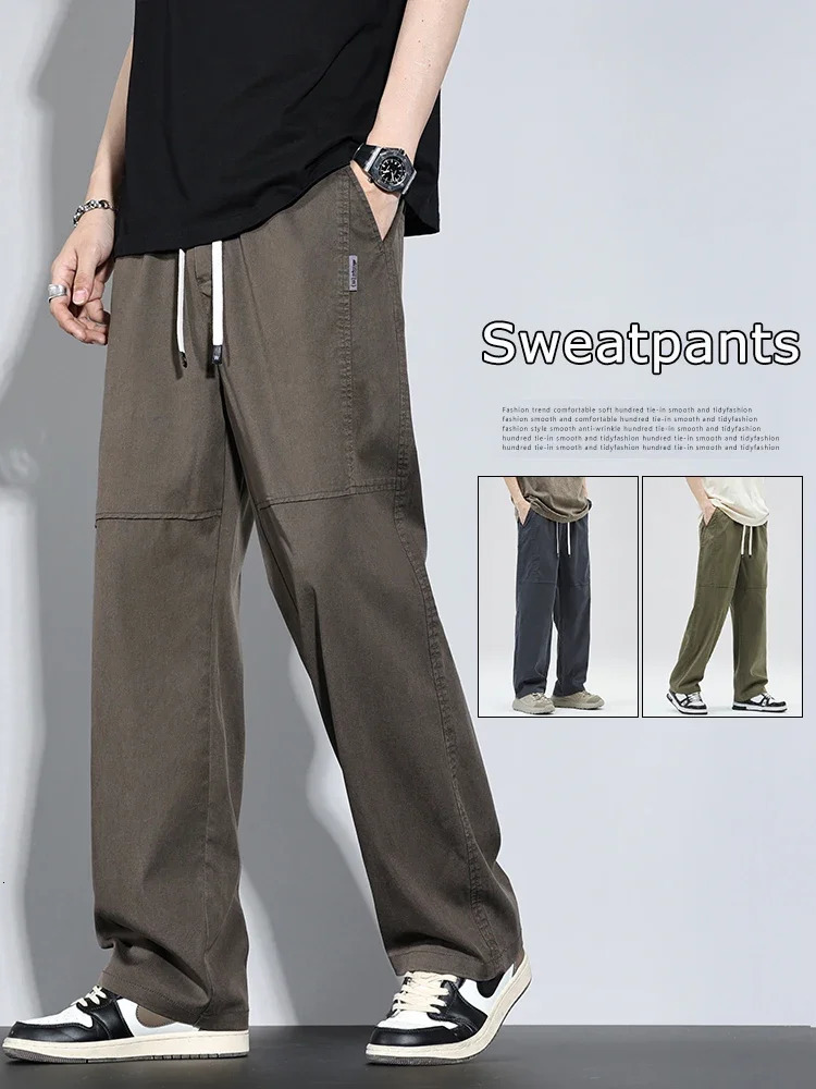 Pantalon de cargaison de cargaison à la taille élastique de lyocell mince pantalon de cargaison élastique