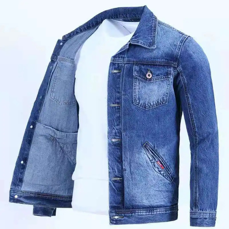 Denim jacket mens autumn button jeans lightweight clown fashion low price Korean clothing 240806