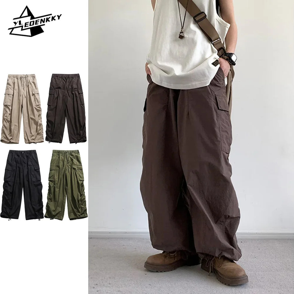 Pantalons de fret surdimensionnés Femmes Hip-Hop Multi-Pocket Wide-Leg Pantalons Vintage Vintage Casual Pantaloons Spring Couple Unisexe Pantalon