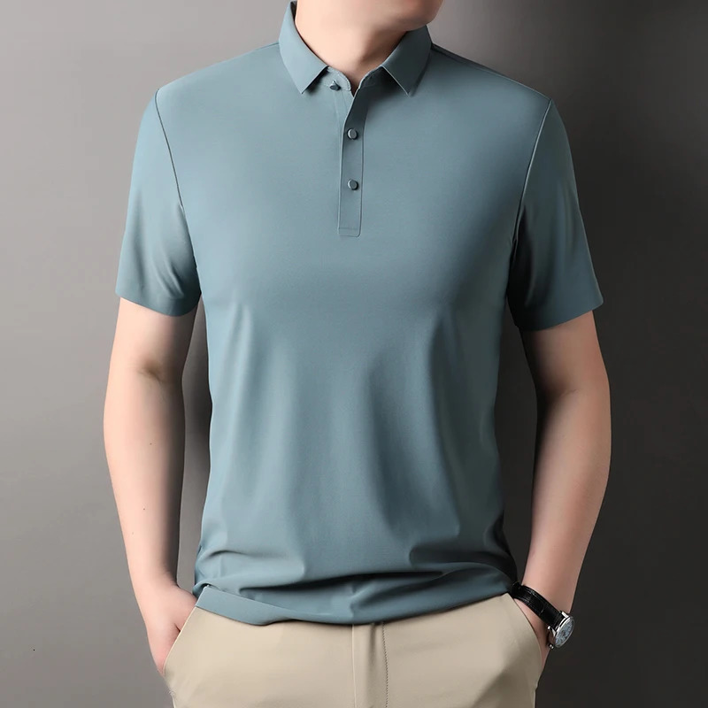 Polo à manches à manches courtes sans cicatrice pour hommes Business Casual Wrinkle résistant T-shirt T-shirt Top 240807
