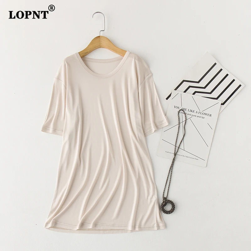 LVFAN Mens 100 Natural Silk Pajama Top Short Sleeve Solid Loose Plus Knitted Tank Round Neck TShirt 240806