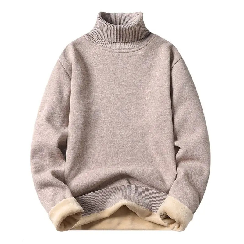 Autumn and winter wool navy blue collar sweater for men fashionable slim fit knitted pullover solid color warm 240807