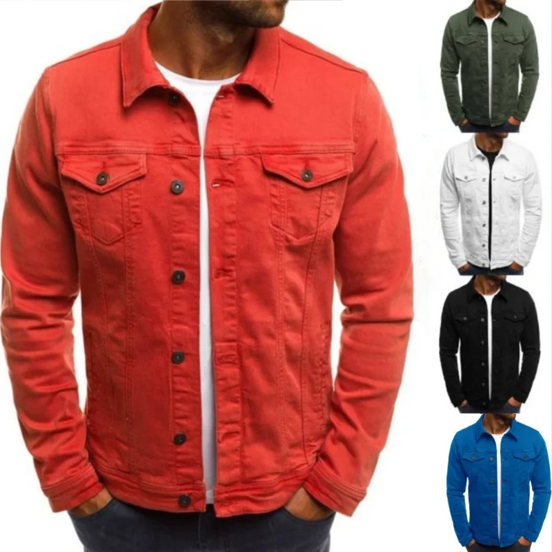 Mens denim jacket streetwear casual cotton classic ultrathin jeans mens Ropa Para Hombre 240806