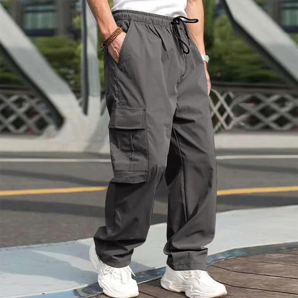 Pantalon de street-street décontracté pantalon de cargaison de cartouche à crampon multi-poche pantalon ample en ampli pour hommes pantalon de tr