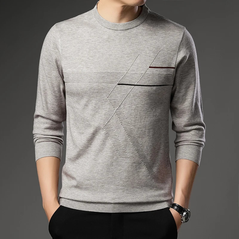 mens sweater fashionable solid color warm style business casual heartshaped necklace with floral pattern for men 240807