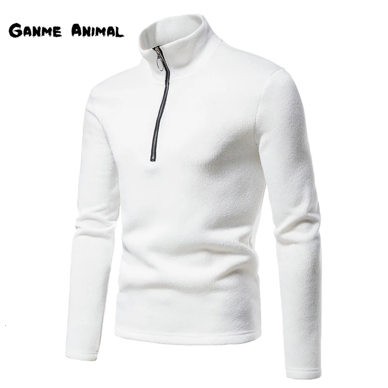 Warm zipper sweater winter jacket solid color high neck floral mens jumper large turtle knit S3XL 240807