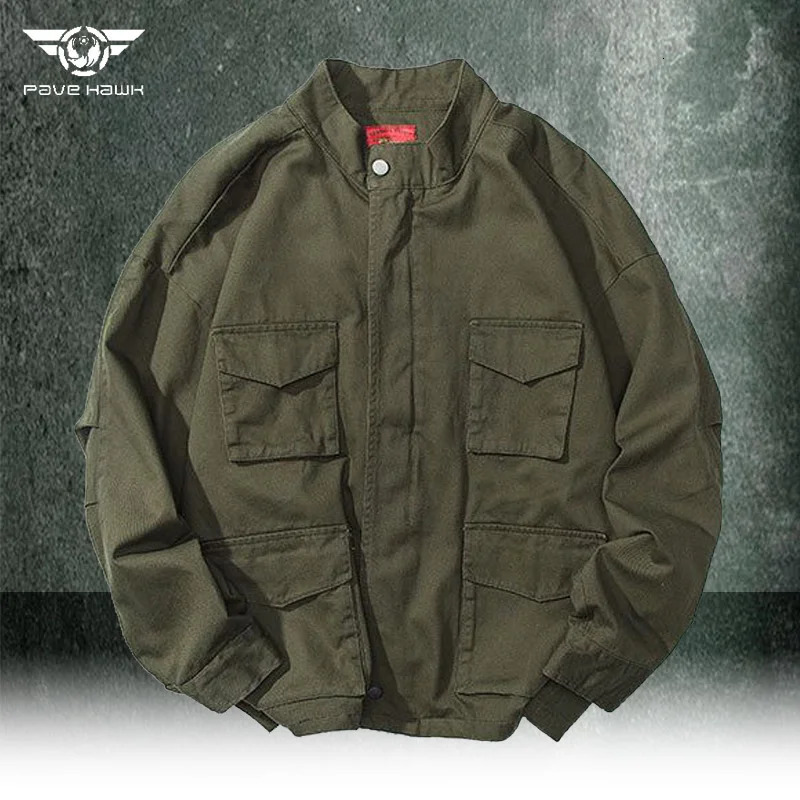 Spring and Autumn Freight Jacket Mens Tactical Jacket American Multi Pocket Pilot Jacket Japanese Retro Loose Baseball Uniform240806
