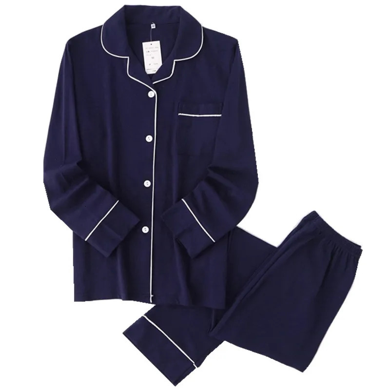 Couple décontracté coton pur 100 ensembles de pyjama mens à manches longues automatiques japonais 240806