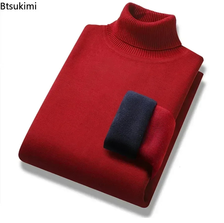 Mens warm sweater top autumn and winter casual floral turtle neck velvet thick ultrathin bottom shirt mens 240807