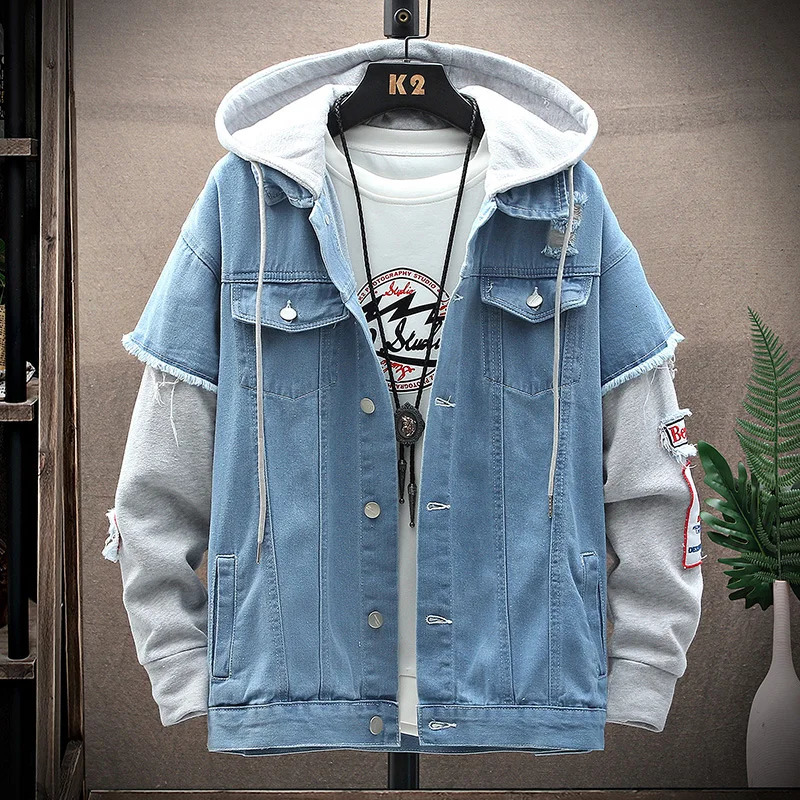 Mens Hoodie Cotton Denim Jakcets 2024 SpringSummer Classic Jeans Hip Hop Street Clothing Button Jacket Youth Top 240806
