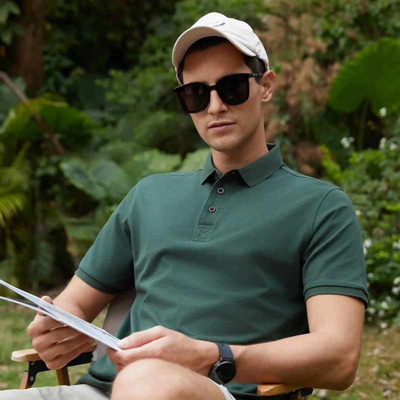 Summer Business Lapel Polo Shirt Mens Classic Simple Versatile Solid Color Youth High-End Short-Sleeved T-shirt 240807