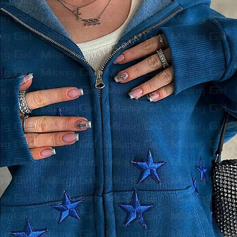 BIG PROMOTION Y2K autumn and winter personality trend embroidery sweater cardigan high street leisure hip-hop zipper 240807