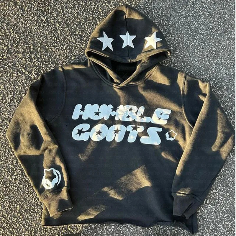 Mens Cotton Fashion Print Hooded Couple Sweater Vintage High Street HipHop Casual Tops Hoodie Women Clothing Streetwear 240807