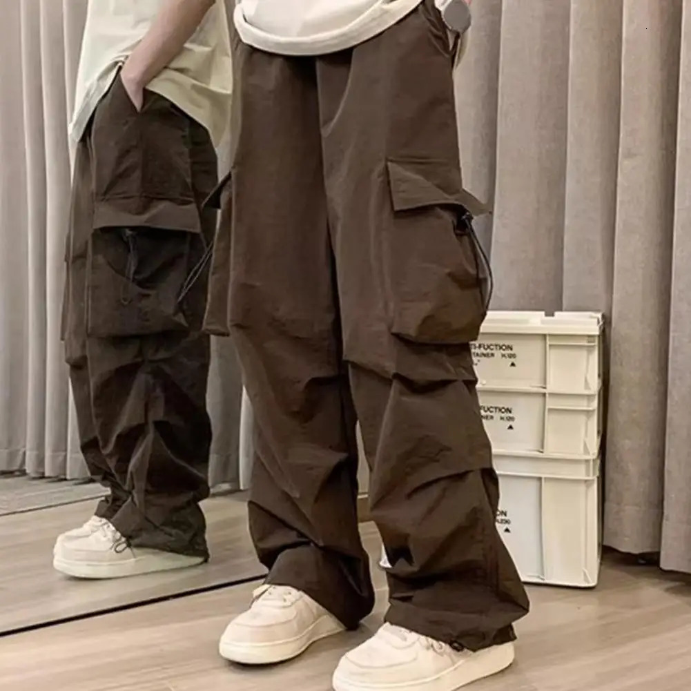 Pantalon de cargaison Femmes Retro Workswear Casual Baggy Straight Panters Fashion Lignet Pockets Joggers Pantalons Streetwear 240807