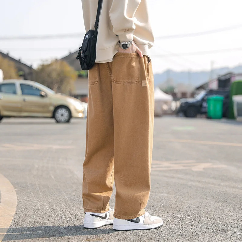 Pantalon de cargaison à la jambe droite du printemps Pantalon décontracté à jambe droite pantalon en coton Couleur solide