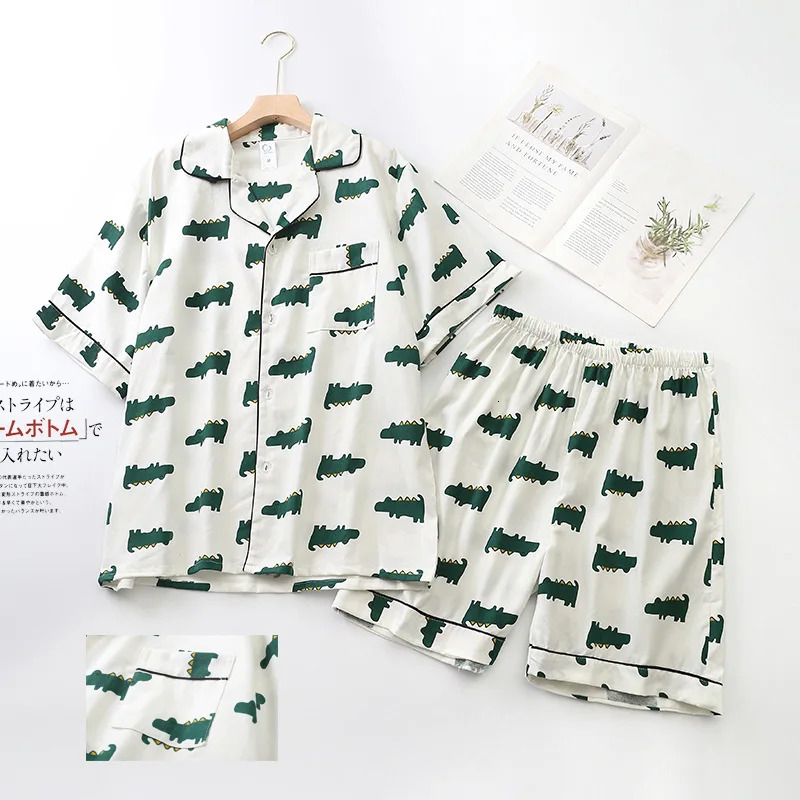 100 pyjamas en coton pur set pour hommes mignon ours à manches courtes de mode d'été à manches courtes 240806