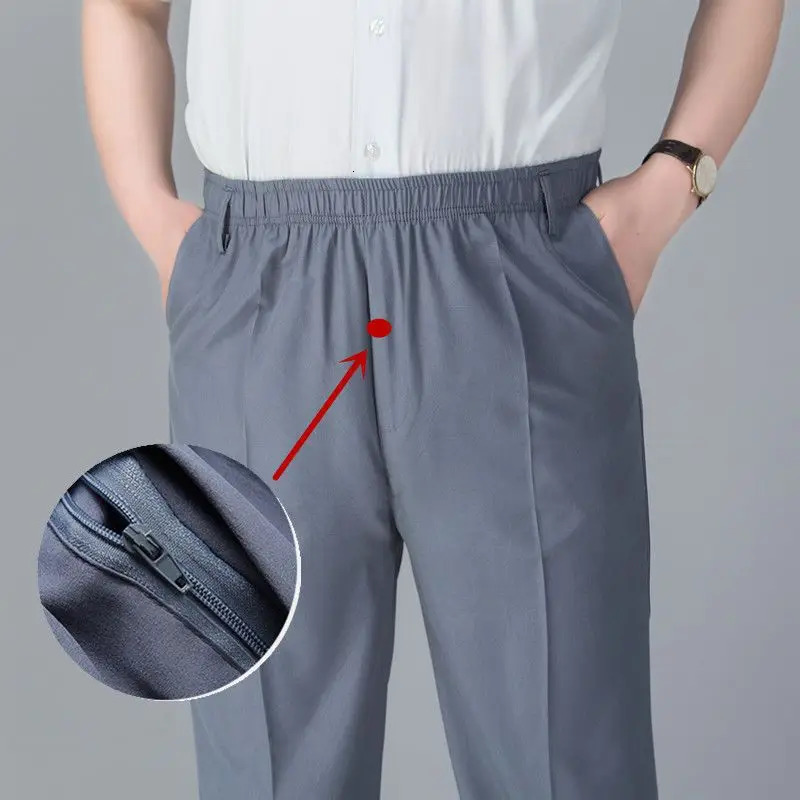 Streetwear Fashion Mens Solid Pants Spring/Summer Thin Business Large Mens Clothing Elastic Waist Sports and Leisure Trouser 6XL240806