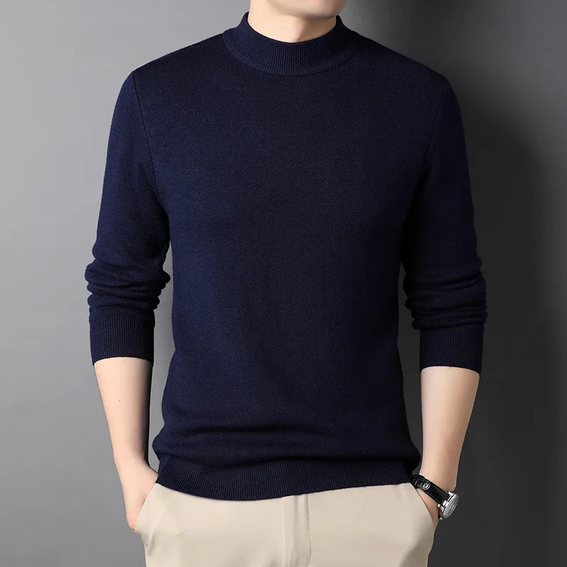 2023 AutumnWinter Knitted Sweater Mens Casual Plain Collar Pullover Warm 240807