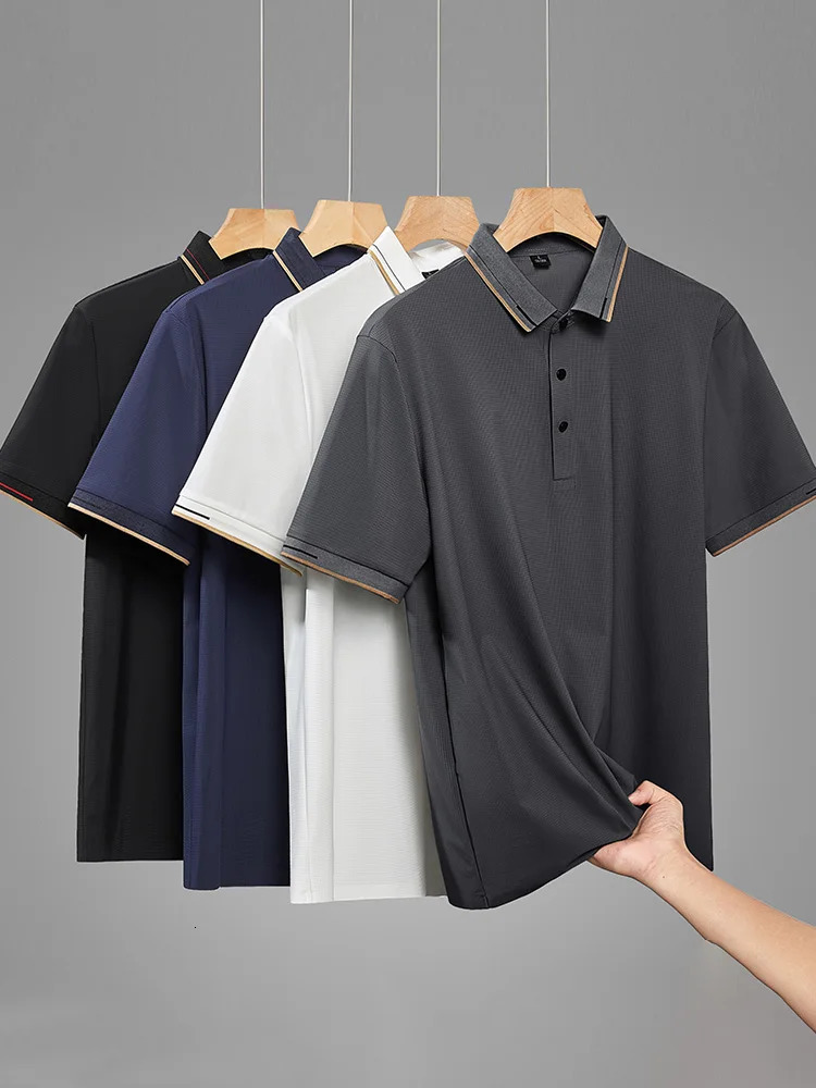 Polo pour hommes d'été 2024 Tshirt à manches courtes classiques Houte à séchage rapide Glace de soie glace plus taille 8xl 240807