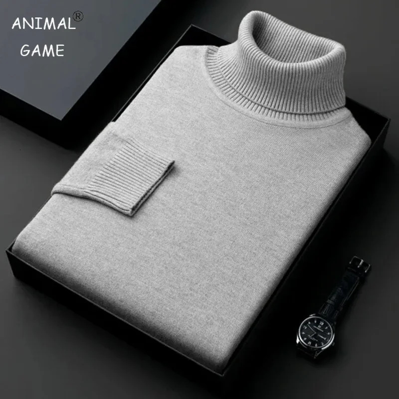 Mens anti pilling sports shirt highquality knitted turtle neck ultrathin fit long sleeved floral solid color mens clothing 240807