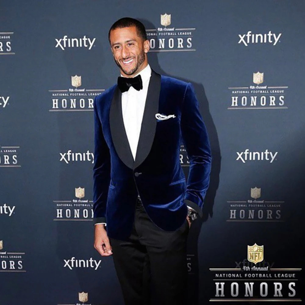 Classic dark blue velvet beauty tailcoat performance mens jacket set slim fit wedding dress 2023 jacketpants 240807