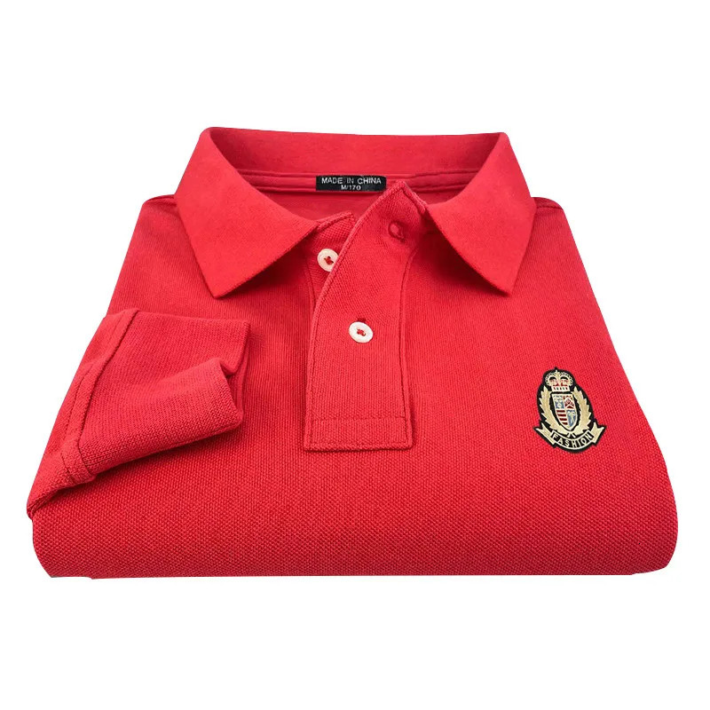 Polo pour hommes à manches longues 100 Colon de coton pur couleur décontractée spinning automne basique pique 240807