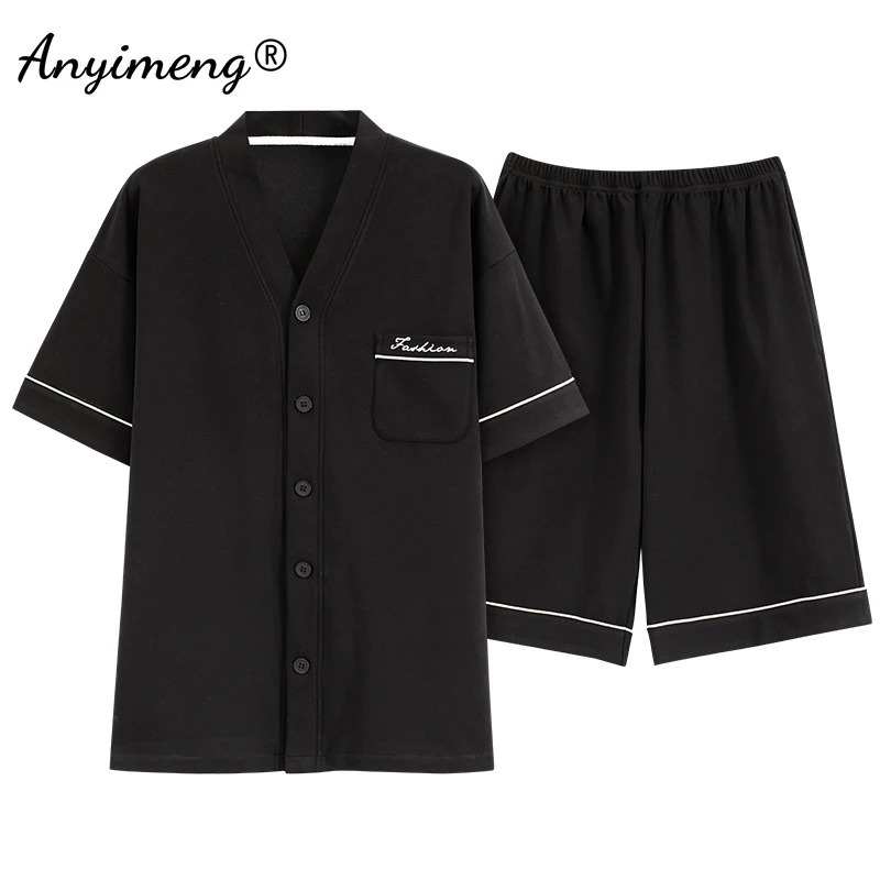 Vêtements pour hommes 100 coton pur set d'été l3xl à manches courtes à manches à manches à manches portées kimono 240806