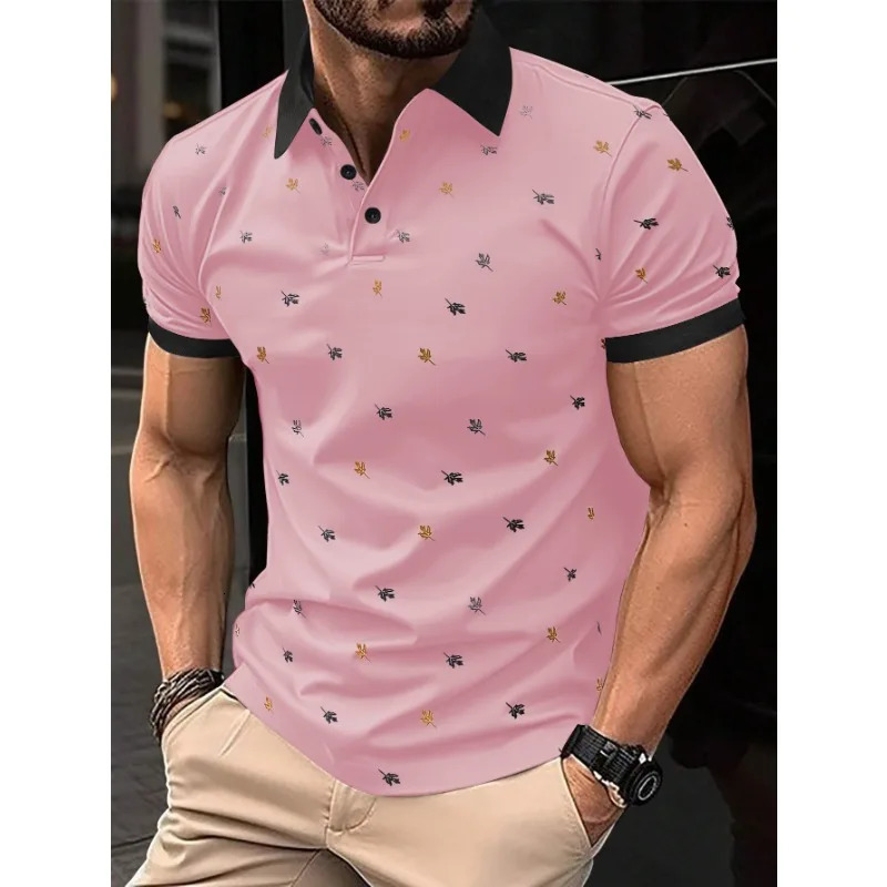 Two colors 2024 Summer Mens Polo Tshirt Flip Collar High Quality Printed Short Sleeve Casual Breathable 240807