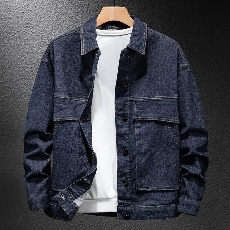 Mens Jean Coats freight bicycle mens denim jacket motorcycle autumn washing fashion low price Korean style high quality large size 240806