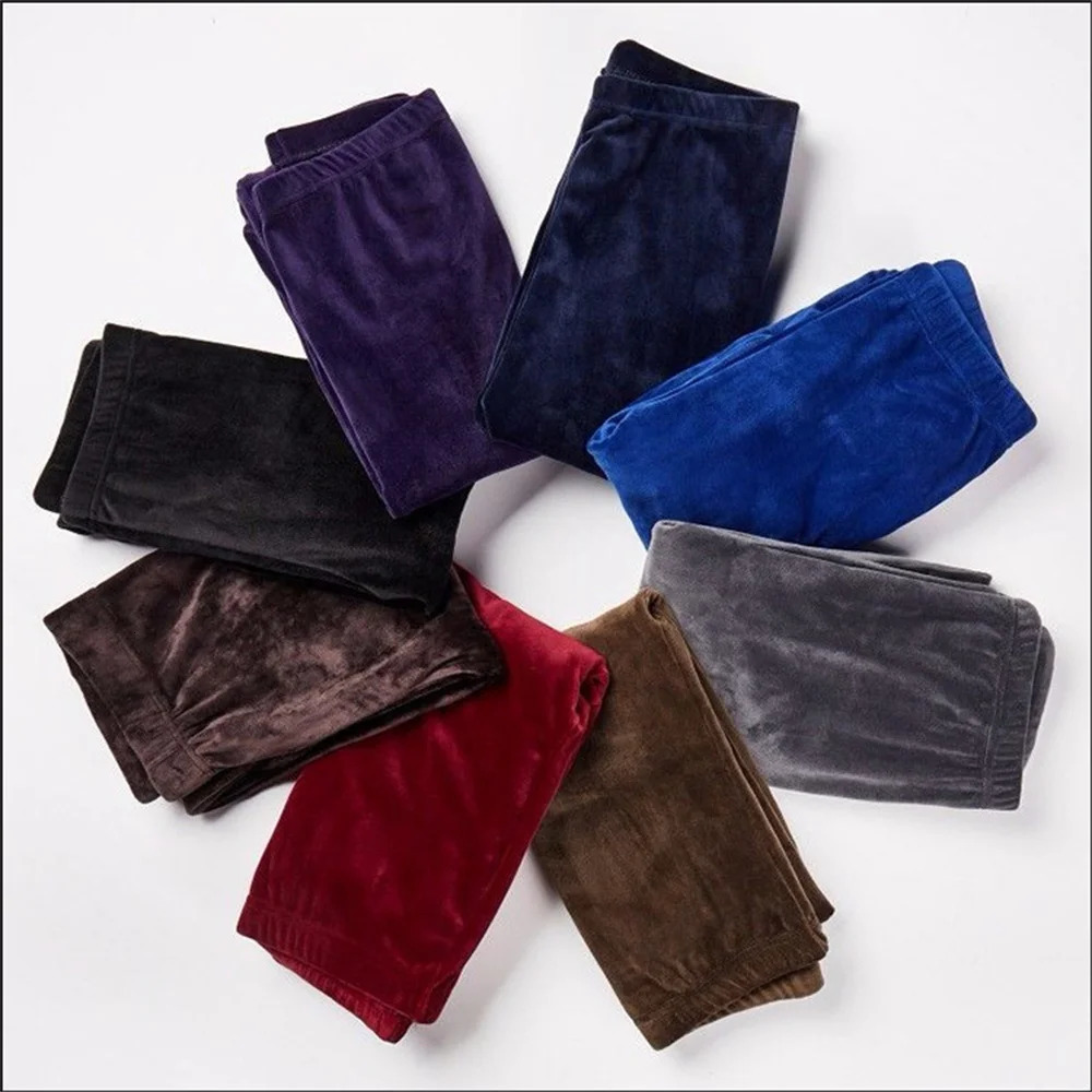 High Waist Thermal Leggings Korean Warm Pants Knit Autumn Winter Fashion Plus Thick Velvet Warm Double Sided Cashmere Leggings 240807