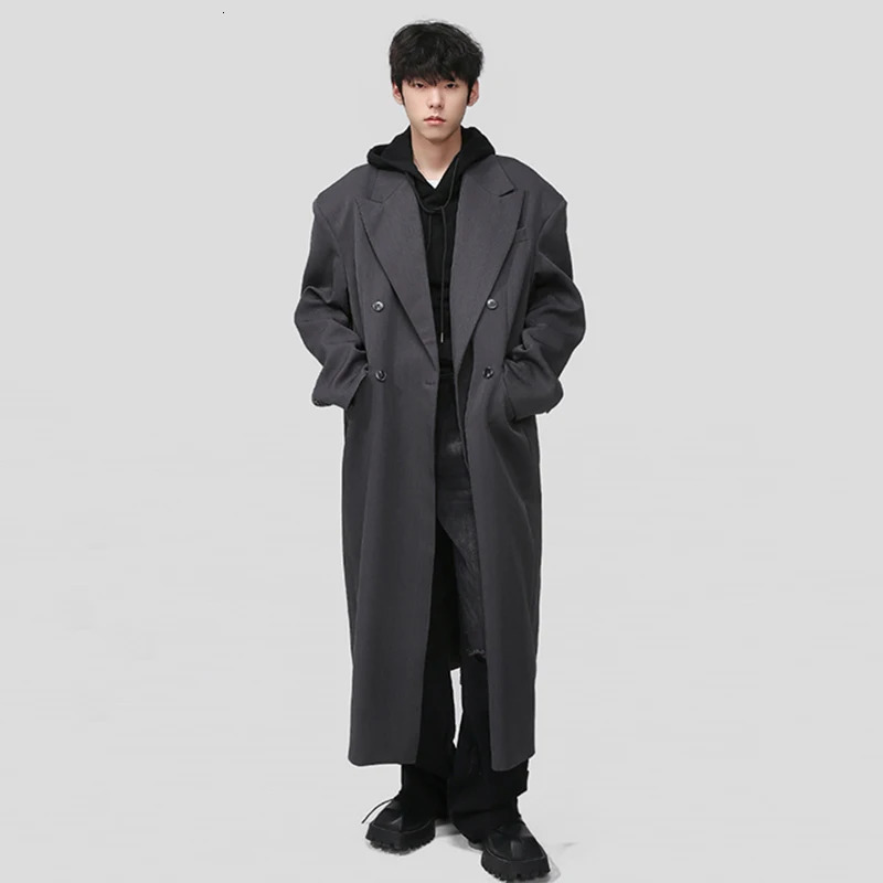 SYUHGFA Mens Long Coat Korean Style High end Simple Casual Knee Coat Autumn Trend Winter Windproof240807