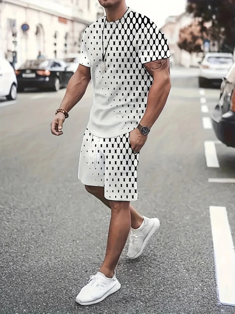 Vêtements d'été pour hommes Ensemble de survêtement décontracté couleur continue Coton Coton à manches courtes Short 2 pièces Suit Sportswear 240