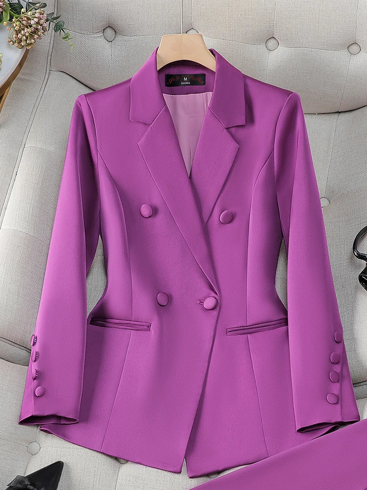 Arrivée Purple Pink Ladies Blazer Femmes à manches longues Single Breasted Slim Female Automne Veste décontractée d'hiver 240808