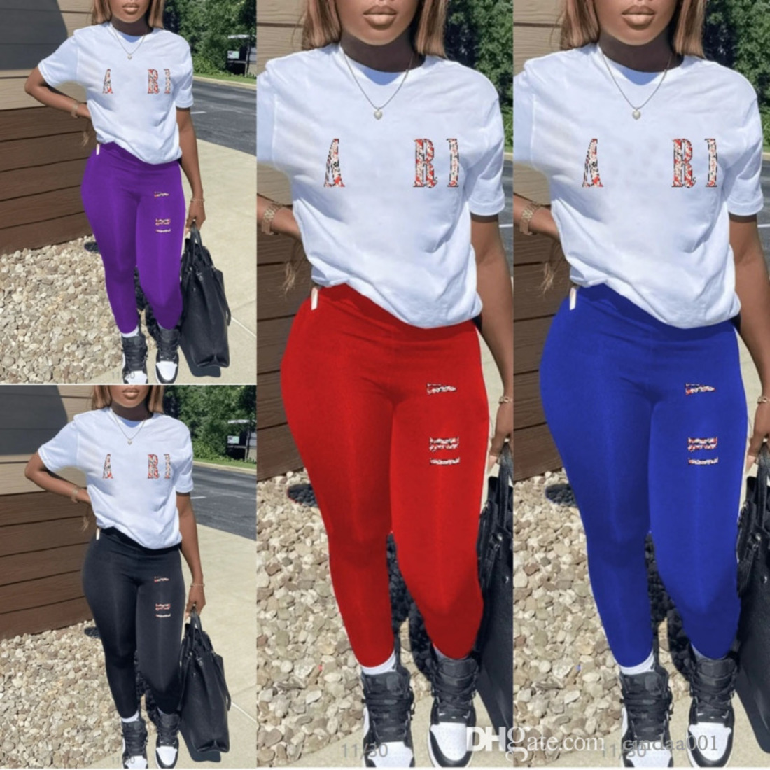 Femmes de survêtement Deux pièces Set Designer 2024 Nouvelle Fashion Standard Size Fat Summer Imprimé Sports décontractés personnalisés 4 couleur