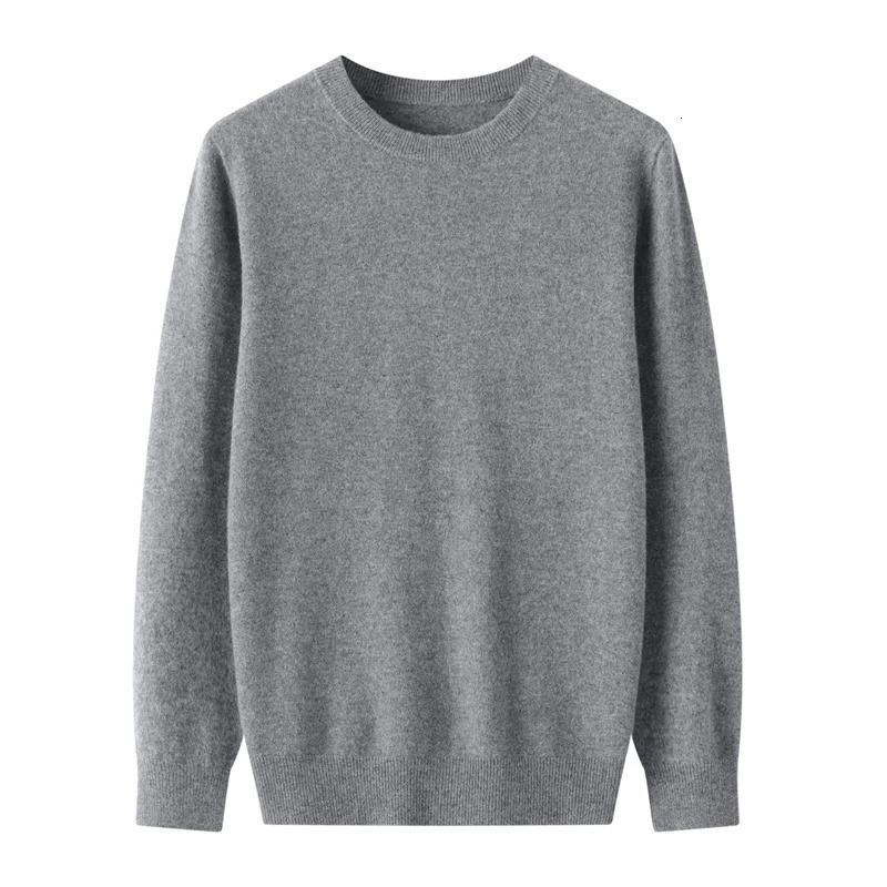 100 Merino wool solid color autumn and winter mens ordinary round neck long sleeved loose knit sweater with floral pattern 240807