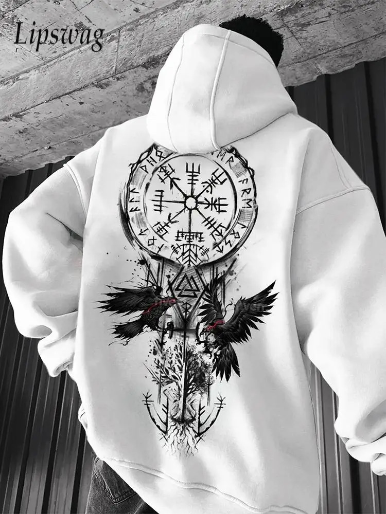 Retro Y2K Gothic Printed Mens Hoodie Oversized Long Sleeve Casual Hoodie Mens Autumn Loose Hoodie240807