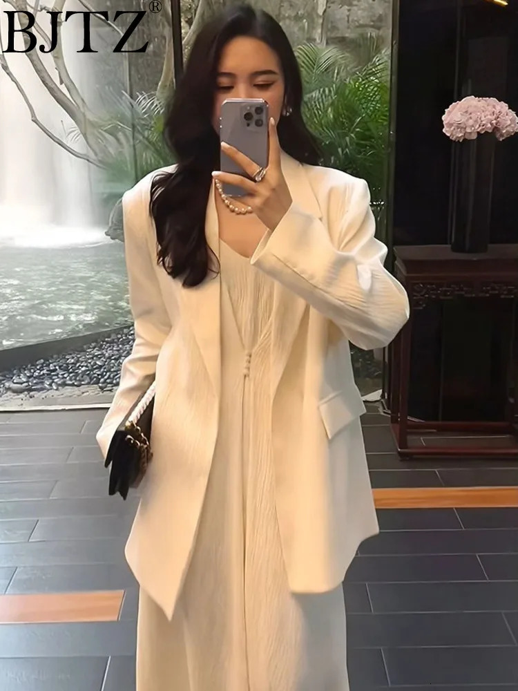 BJTZ Sous-souche Long Robe Blazers Jacket Ensembles pour femmes Tendance d'automne printanier