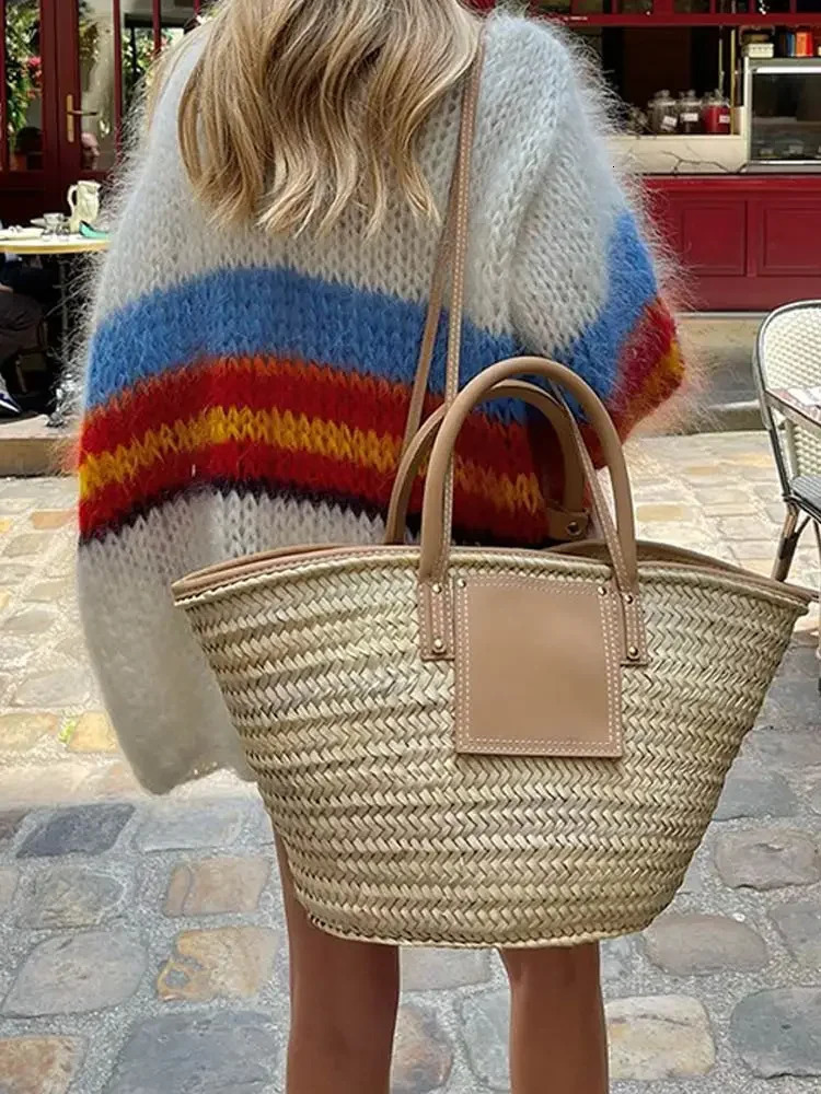 Chic Colorful Striped Print Mohair Cardigan pour les femmes élégant lâche lâche lanterne Pull d'automne tricots décontractés 240808