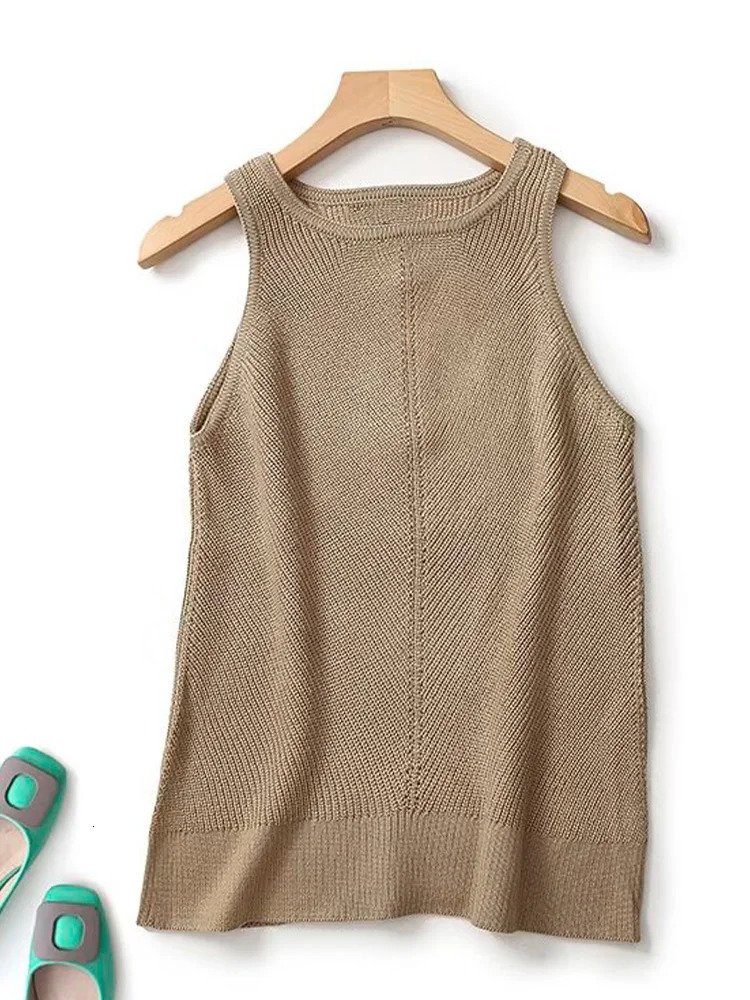 Femmes automne à la mode entièrement en tricot et en tricot rétro Sans manches chic Chic Round Round Casual Top Mujer 240808
