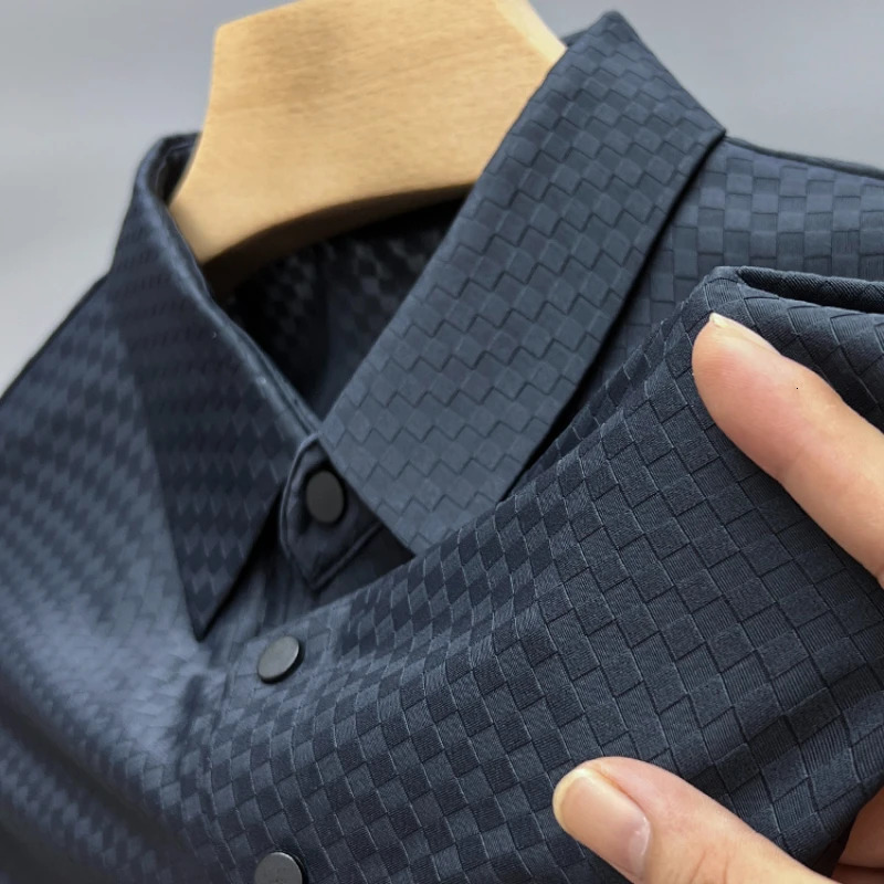 2024 High end Ice Silk Short sleeved Summer Mens Polo Shirt Light Business Casual Paul Shirt Fashion Collar Top240807