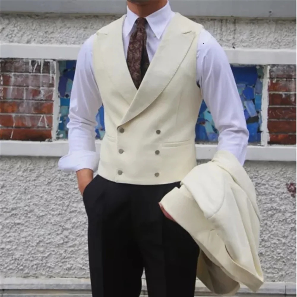 Ensemble de robes formelles pour hommes de mode Médiage personnalisé UltraHin Fit Double Geste Vest Colete Masculino 240807