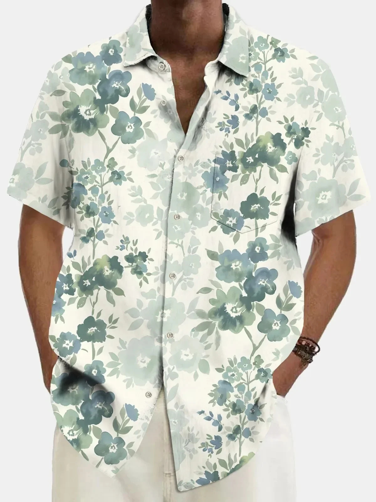 Summer Mens Hawaiian Shirt 3D Imprimé bouton floral art à manches courtes T-shirt top top à la mode de plage robe de vacances 240807