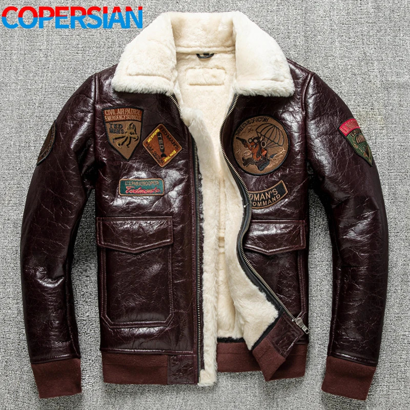 Mens Winter Leather Jacket with Inner Embroidery Leather Slim Fit Thermal Jacket with Fur Collar Burgundy 5XL 240808