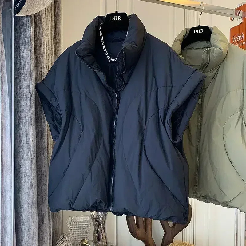 Deeptown Vintage hiver rembourré gilet femmes veste sans manches vieux argent Style surdimensionné décontracté vers le bas Y2k coréen commentaire