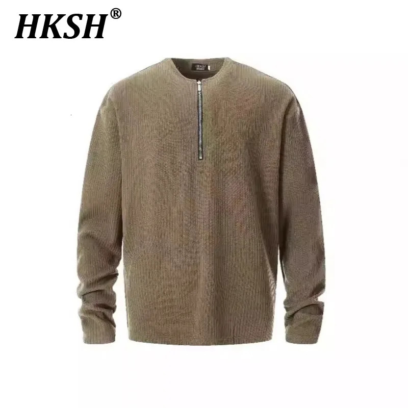 HKSH SpringSummer Trendy Punk Half Zipper Long Sleeve Cashmere Sweater Street Fashion Elegant Pulling Womens HK2268 240807
