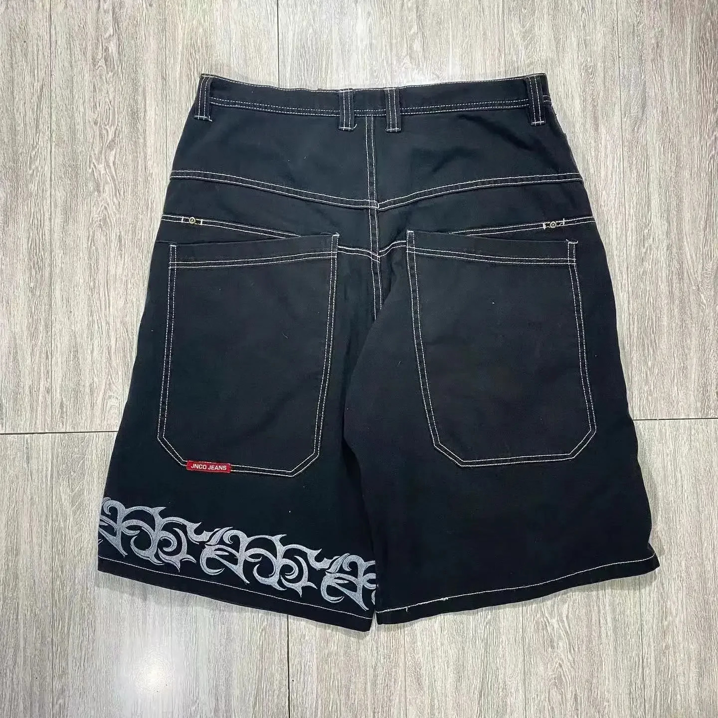Hiphop American mens shorts pattern print Y2k retro and womens street denim basketball 240808