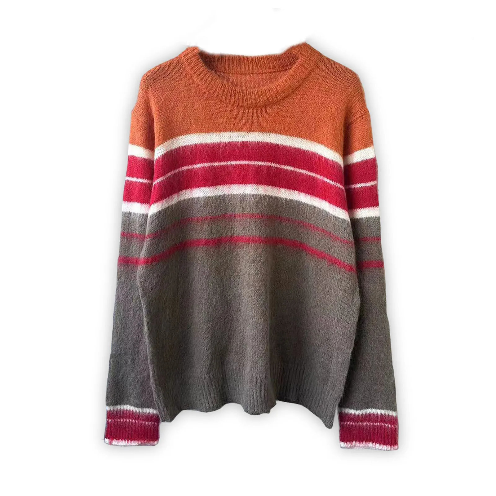 Cloreurs colorés à rayures coréennes Spring and Automne Mens tricoté pull oversize couloir à couleurs y2k vêtements pour femmes 240808
