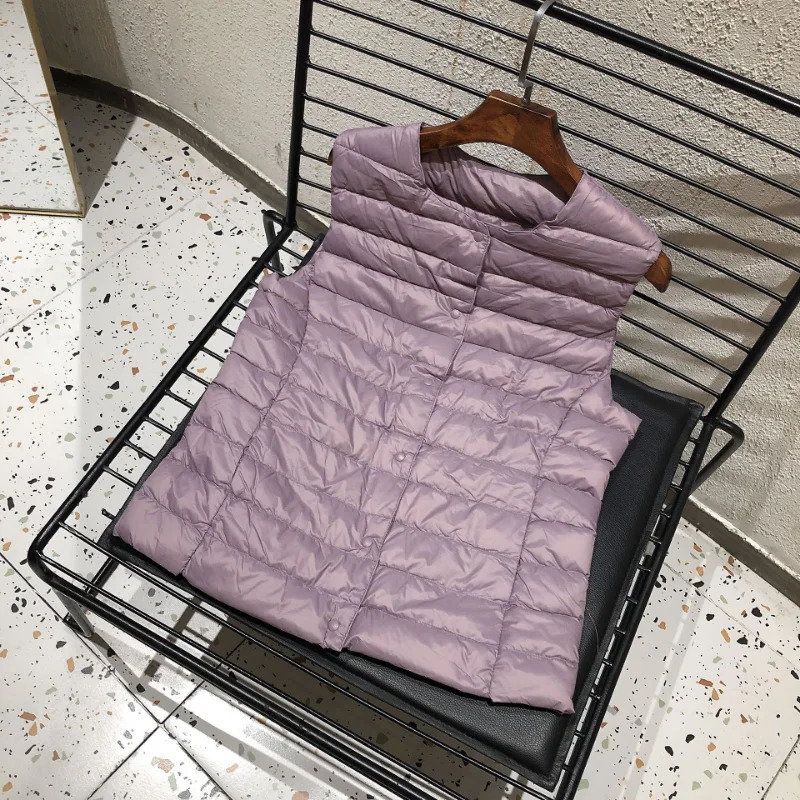 Female 90% White Duck Down Ultra Lightweight Packable Warm Down Liner Vest Women Sleeveless Puffer Jacket 240808